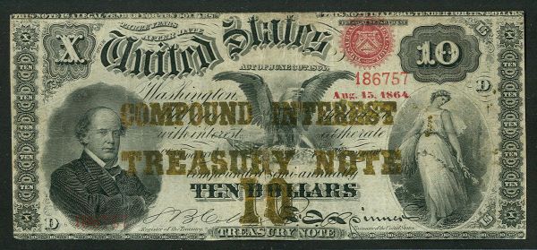 Fr.0190b 1864 $10 Compound Interest Treasury Note  (Sold)